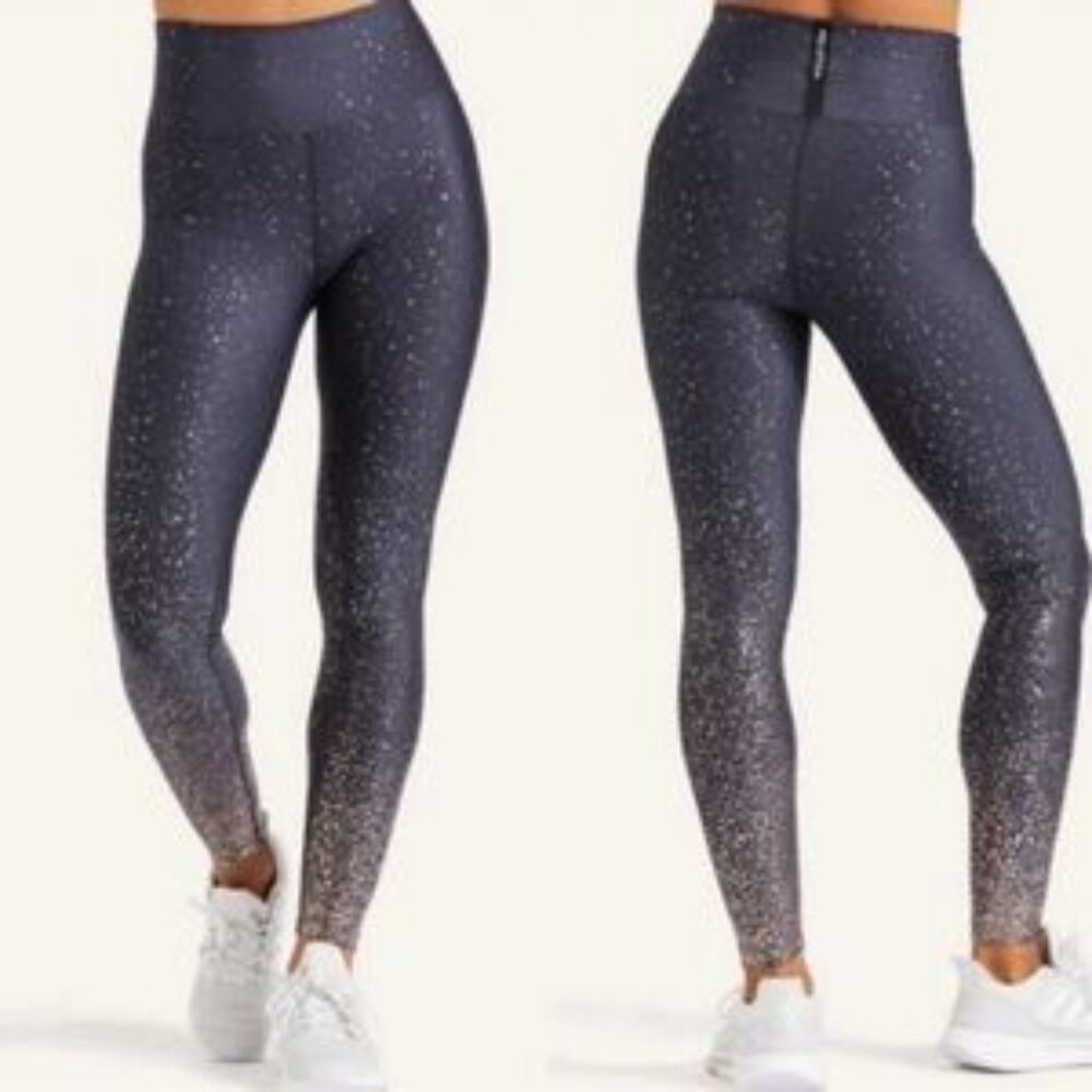 Peloton Leggings L Navy Gold Sparkle Show Up Bling Athletic Yoga Pants Running